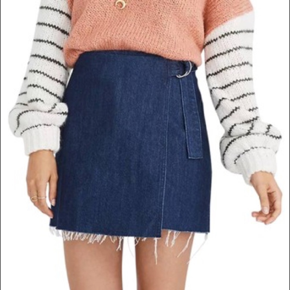 Madewell Dark Wash Wrap Denim Skirt
